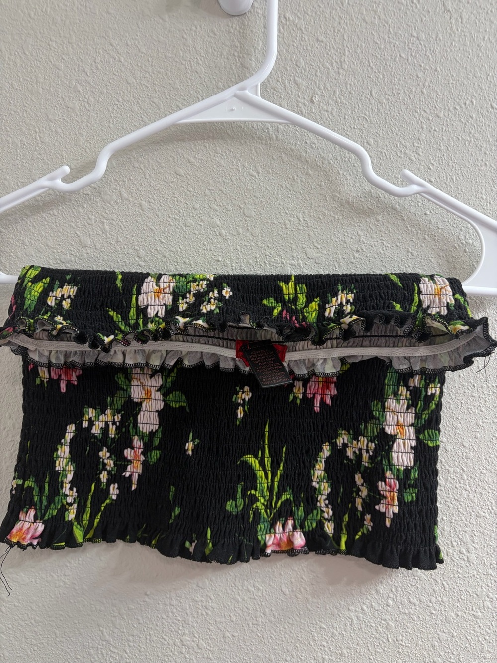 Hot Kiss Black Floral Smocked Off-Shoulder Crop Top